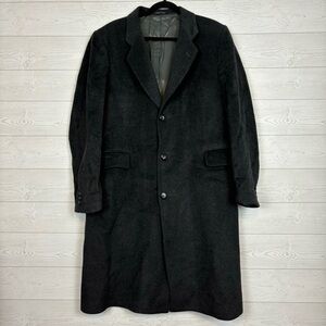 MARK ALEXANDER CHARCOAL GRAY BLACK 3 BUTTON TRENCH COST CASHMERE SIZE 42R ITALY
